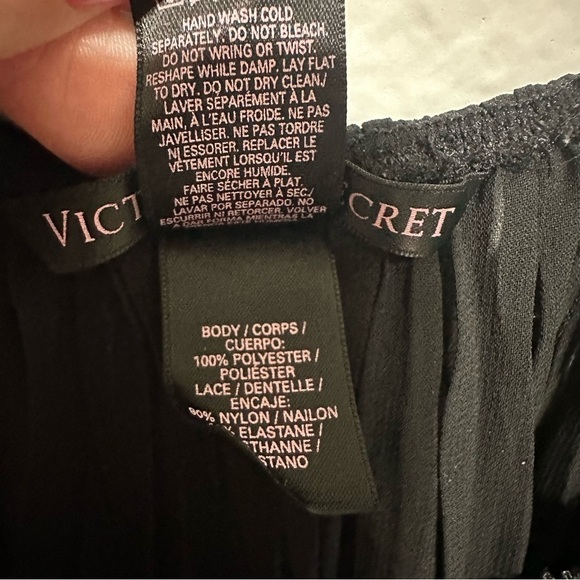 Victoria's Secret Black‎ Babydoll Chemise Lingerie Slip Women's Medium Lace - Picture 5 of 7